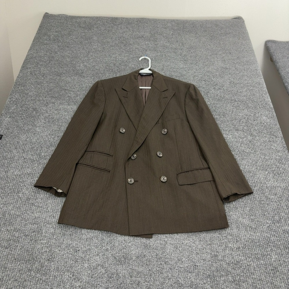 Vintage Polo Ralph Lauren Blazer Mens 41 Brown Virgin Wool Double Breasted - Picture 1 of 13